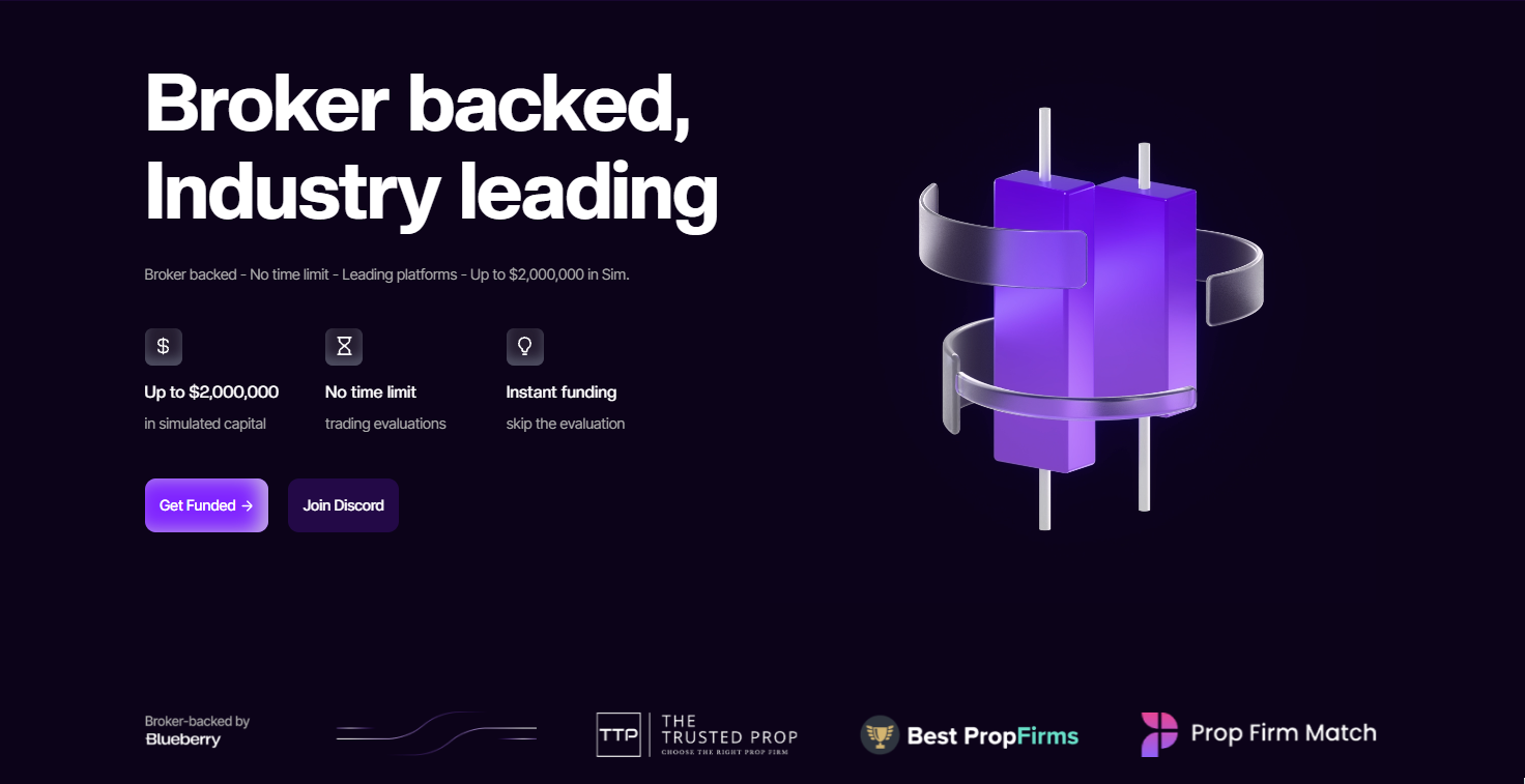 Comparison chart of Blueberry Funded instant account versus evaluation accounts